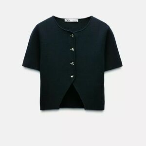 Zara Knit Crop Top in Navy